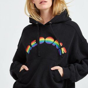 Re/Done rainbow logo hoodie